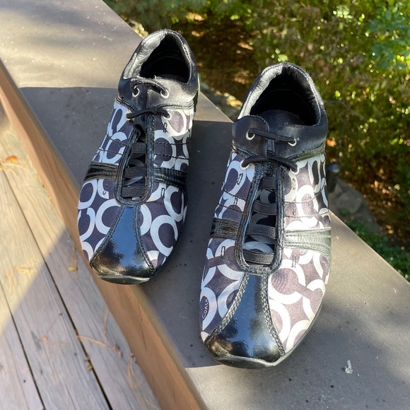 Coach Black and Silver Sneakers - Kellee Size 8 - Picture 1 of 5